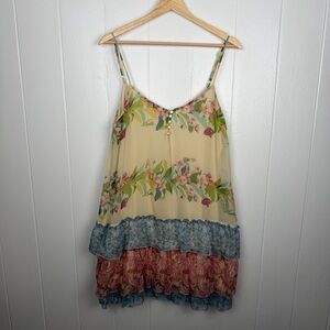 Band of Gypsies Floral Tiered Ruffle Mini Dress Boho Cottagecore Size L